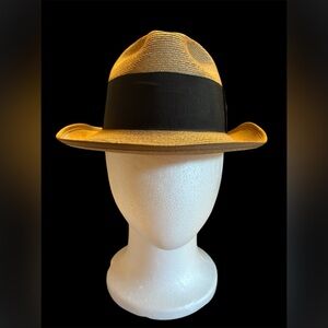 Vintage Dobbs Fifth Ave Straw Fedora Size 6 7/8 EUC Black‎ Band Putman’s AK